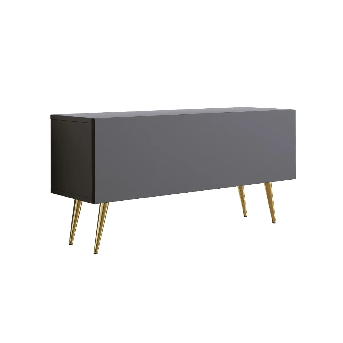 Meuble TV Anthracite, pieds dorées, 100 x 52 x 32 cm