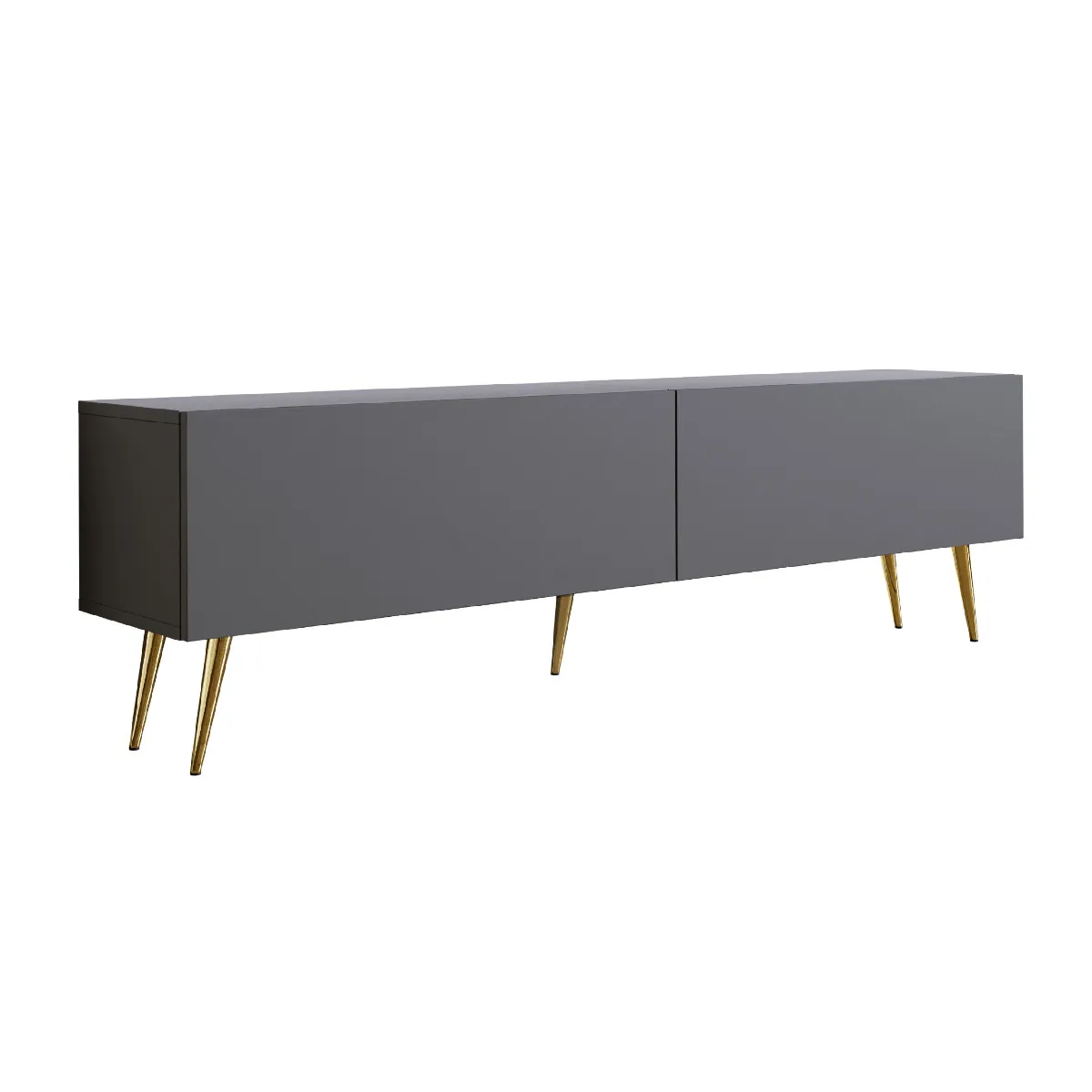 Meuble TV : Anthracite, pieds dorées, 170 x 52 x 32 cm