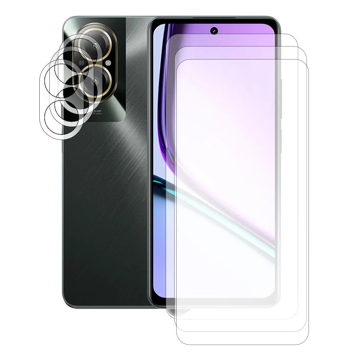 Visiodirect 3 Verre Trempé Pour Realme C67 4G 6.72" + 3 Verre Trempé Camera Arrière