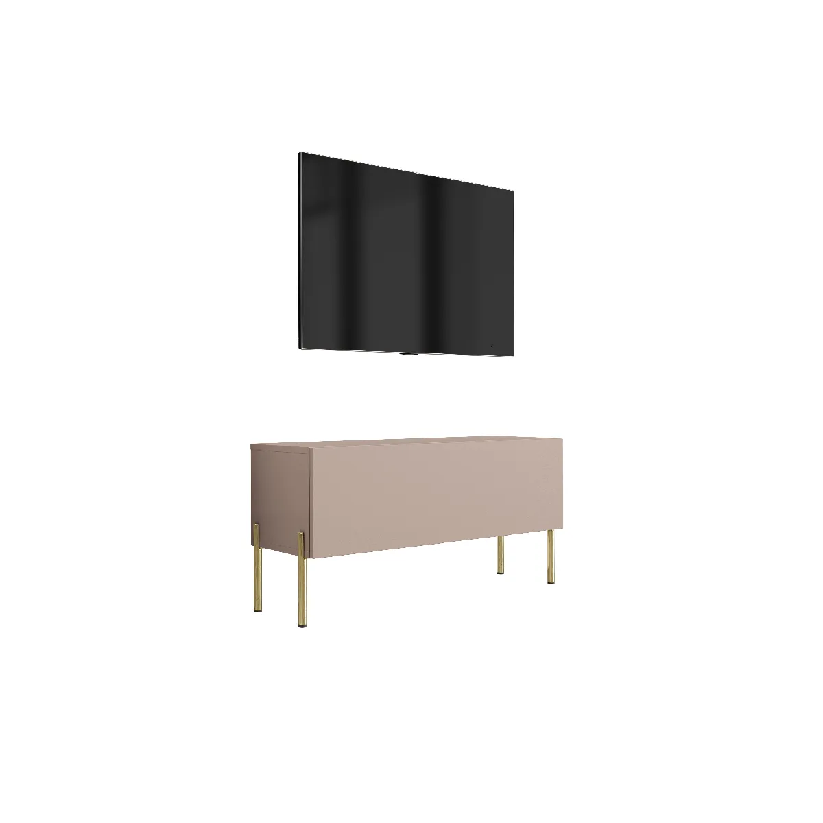 Meuble TV : Brun Caramel, 100 x 52 x 32 cm, pieds dorées