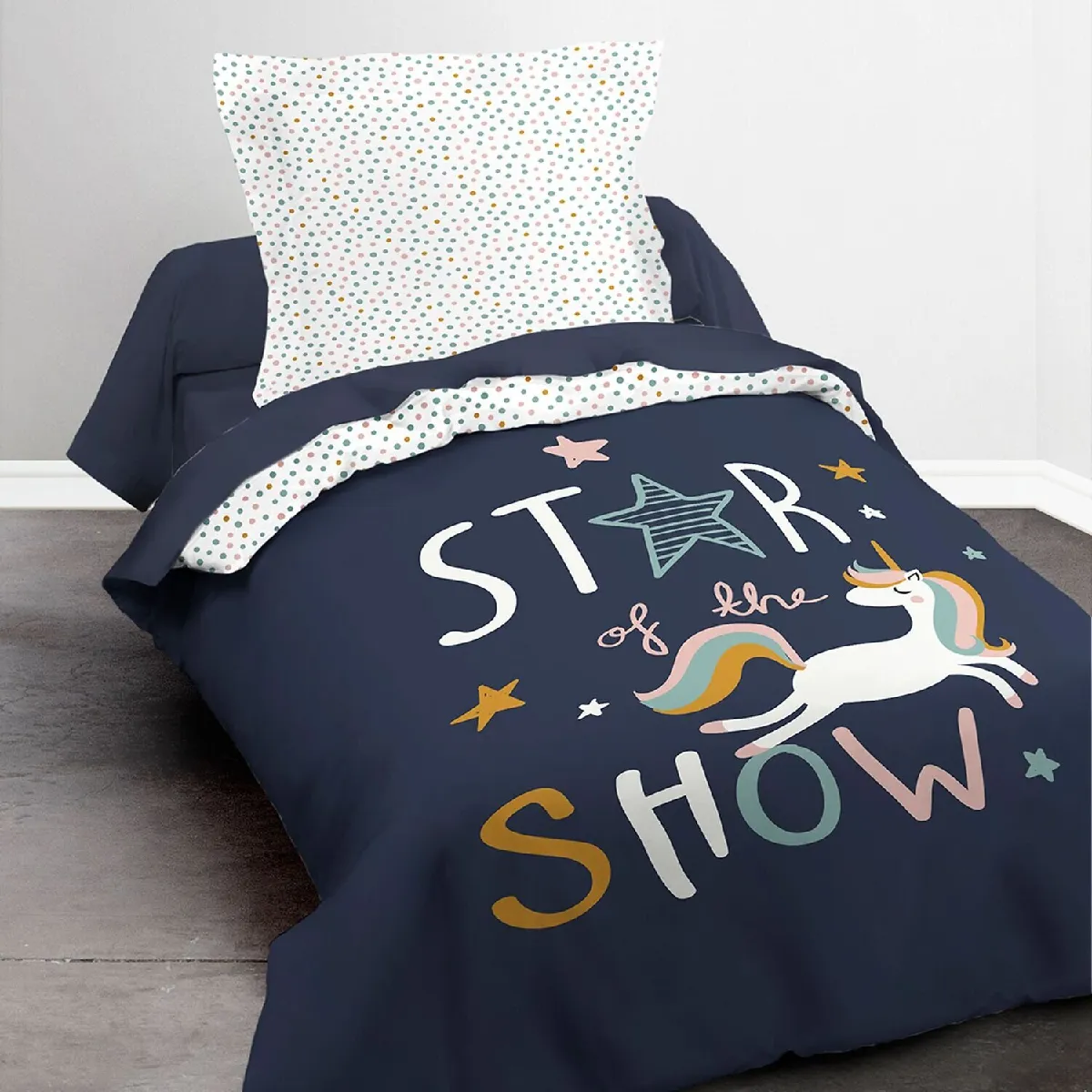 HOME COLLECTION Parure housse de couette 140x200cm 100%coton 57fils kids kool 1.13