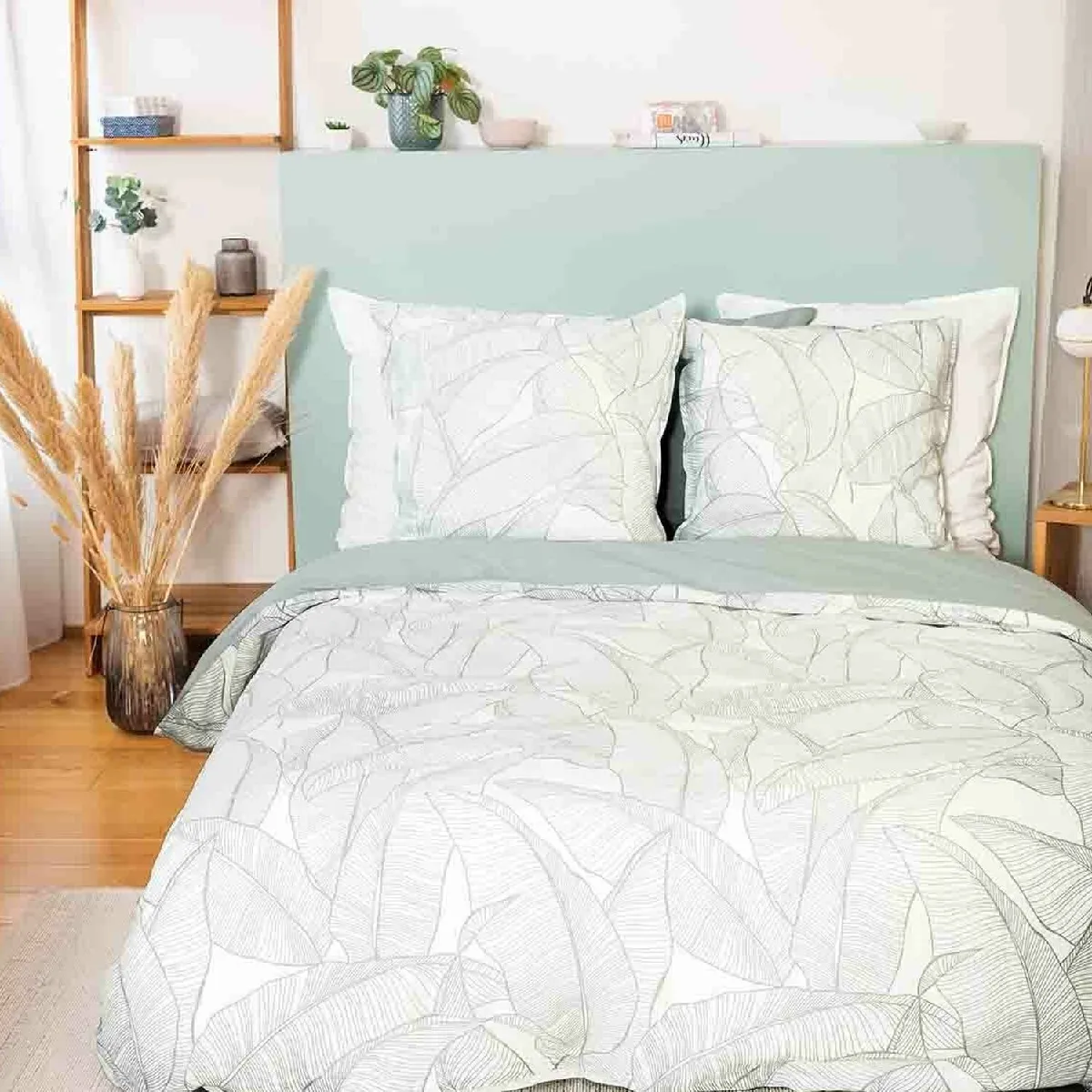 Parure housse de couette Coton-lin lavé 115g/m² + coton lavé 57 fils/cm² Pampelune