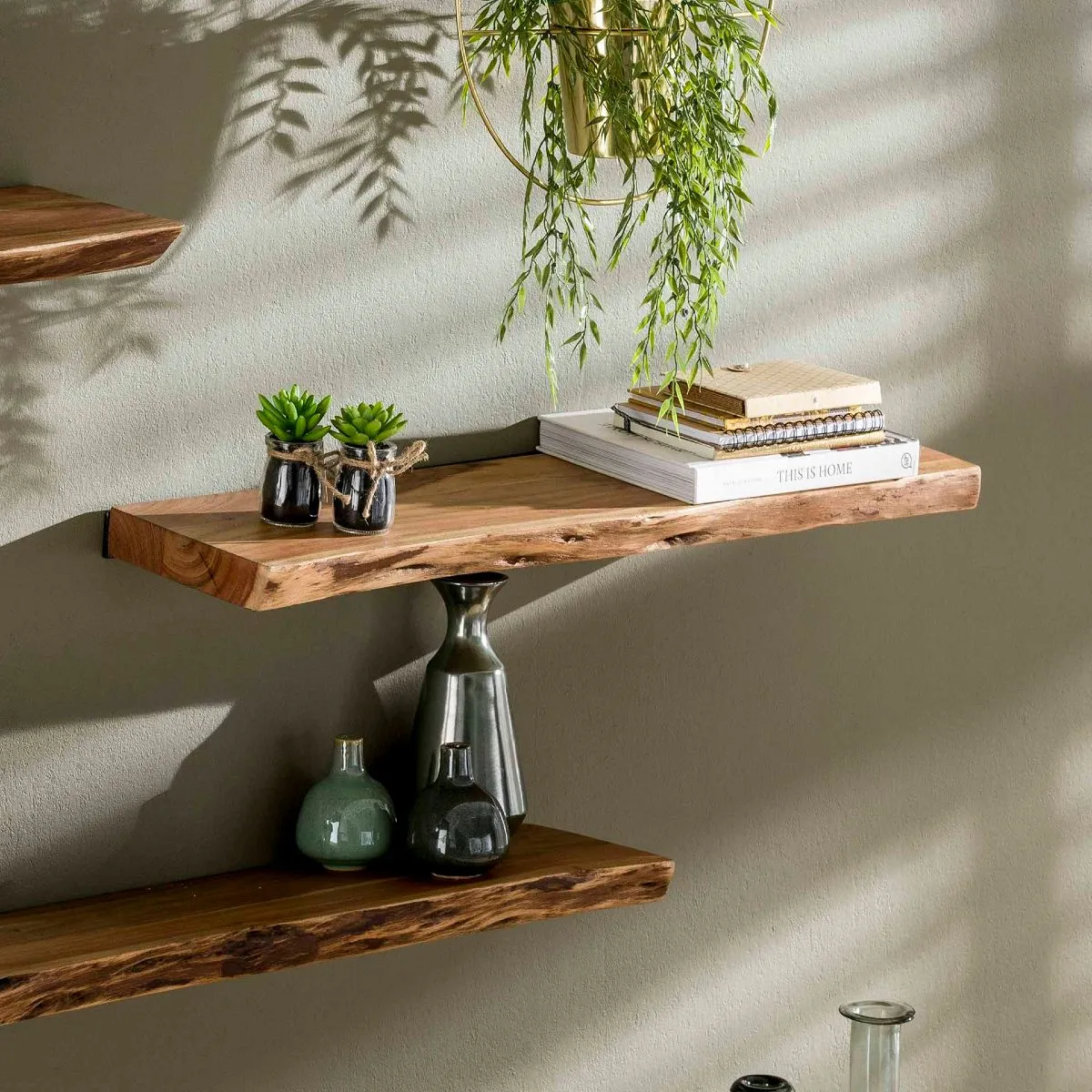 Étagère murale en bois d'acacia massif 90cm ERNEST