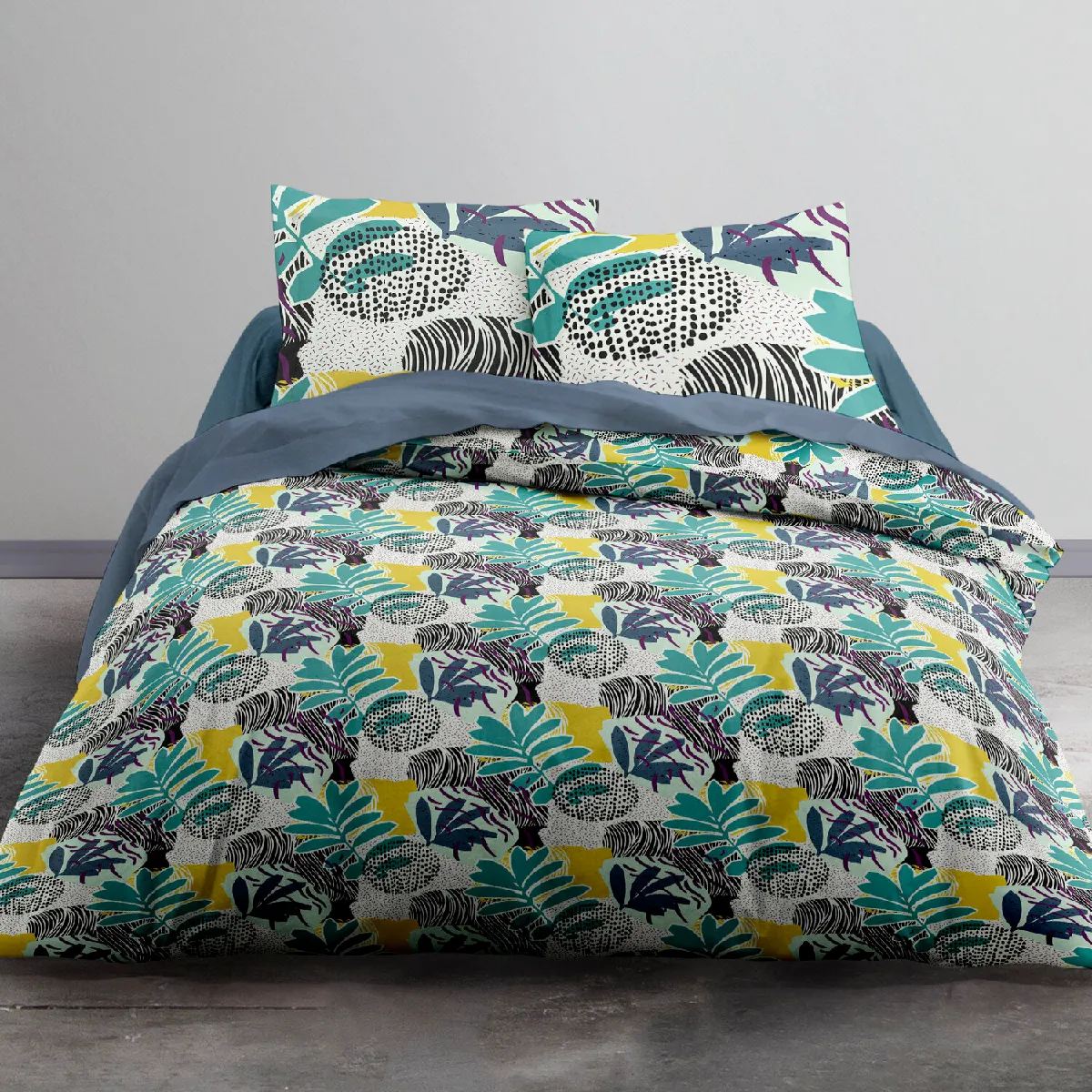 HOME COLLECTION Parure housse de couette 240x220cm 100%coton 57fils ingraa