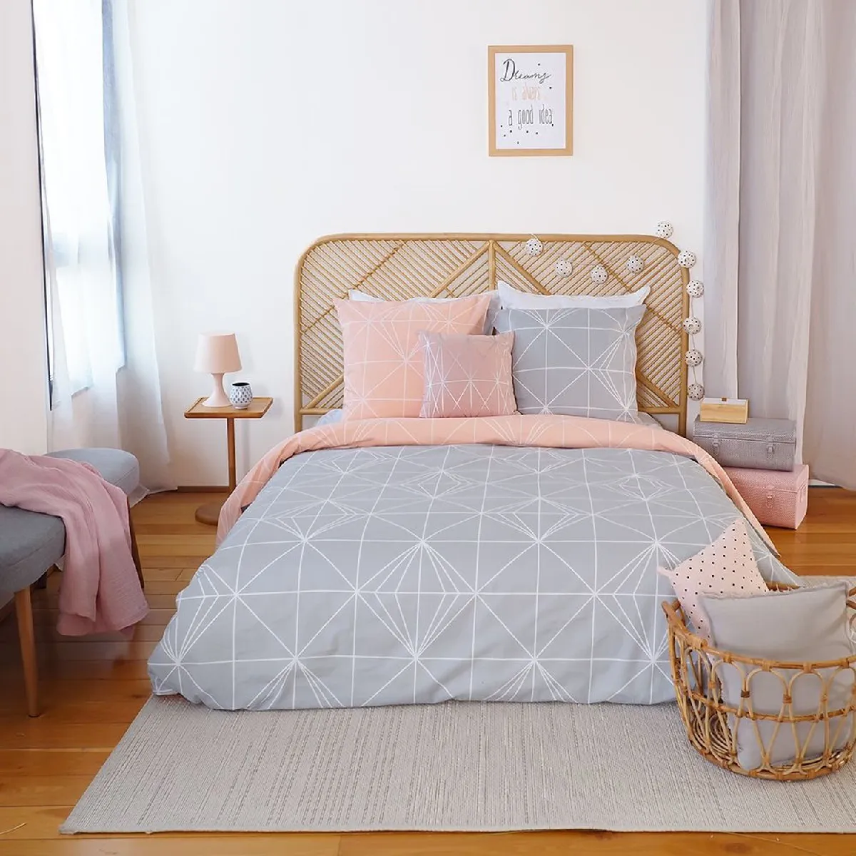 HOME COLLECTION Parure housse de couette 3pcs 240x220cm 100% coton 57 fils shyne