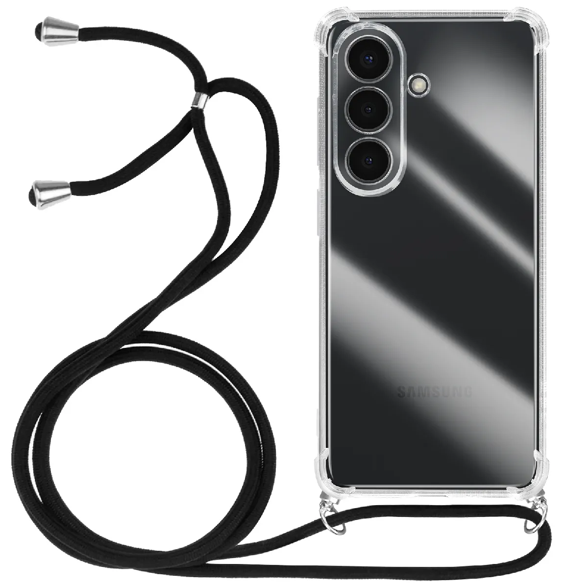 Avizar Coque Pour Galaxy S26 Plus En Silicone Avec Cordon En Nylon Tressé 70Cm Transparent
