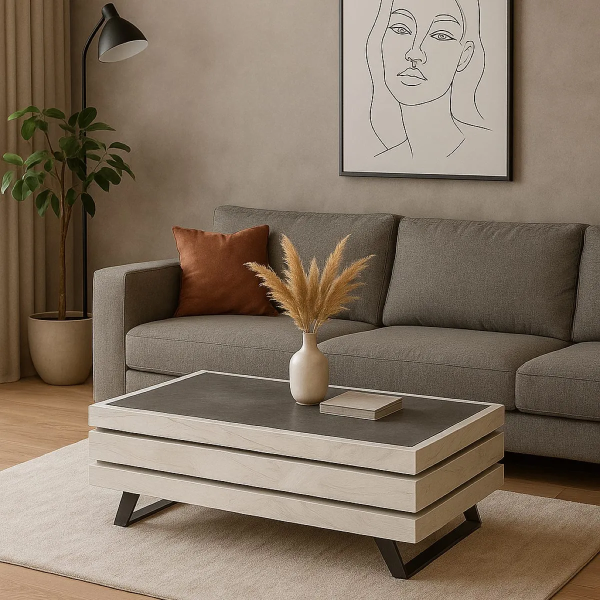 Comparer les prix de Table basse contemporaine plateau effet céramique GILDA