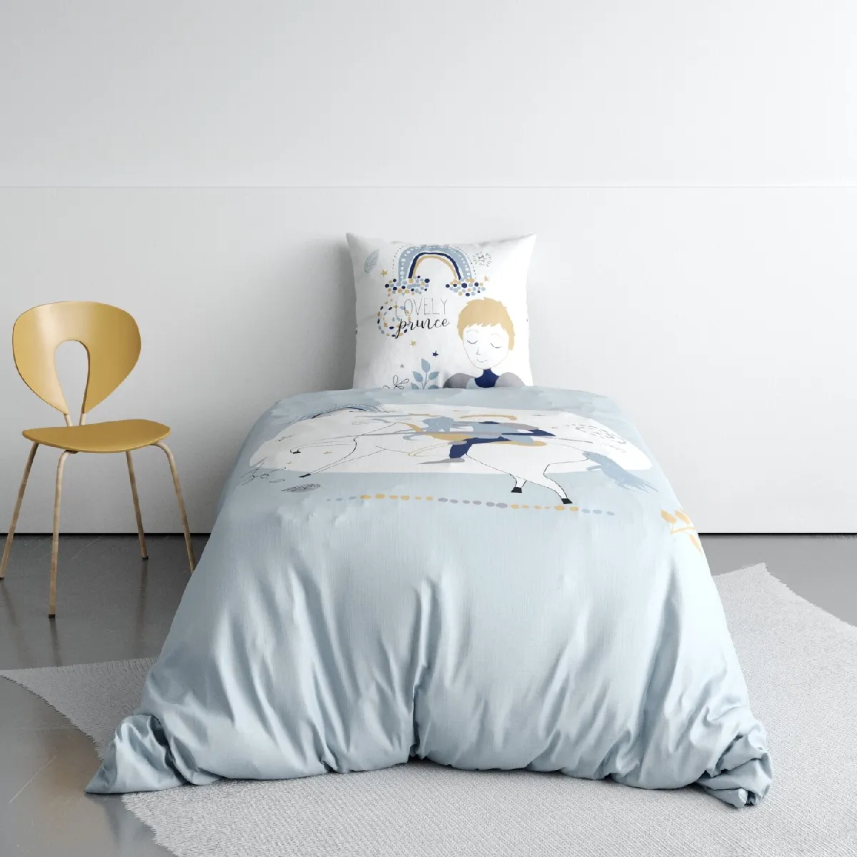 LES ATELIERS DU LINGE Parure de couette 2pcs 140x200cm 100% coton 47 fils/cm2-lovely prince