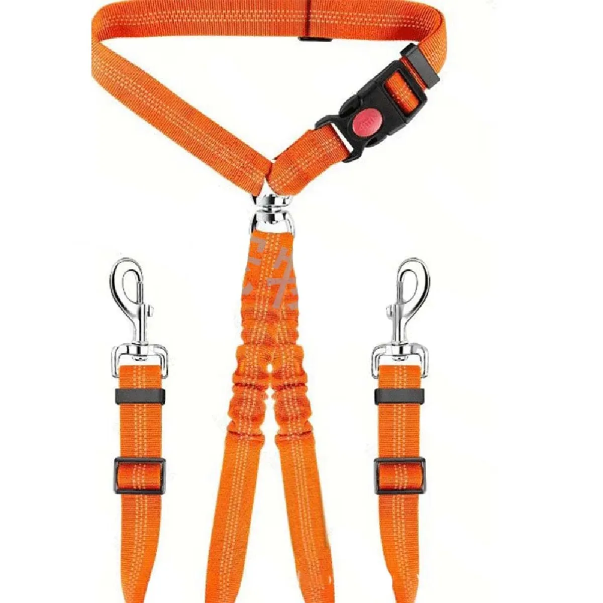 Laisse de sécurité double pour chien : Réglable et réfléchissante pour deux animaux Orange