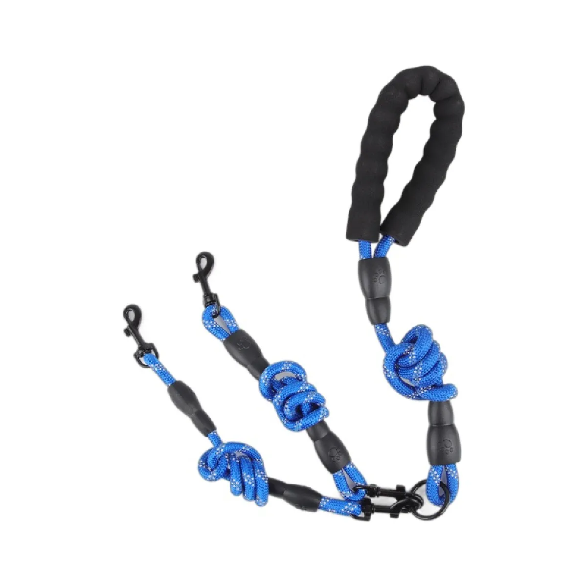 Laisse triple pour chiens moyens et grands - Promenade mains libres Blue