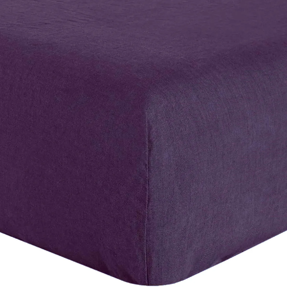BATON ROUGE Drap Housse 200x200 cm Lin lave Violet hauteur bonnet 40