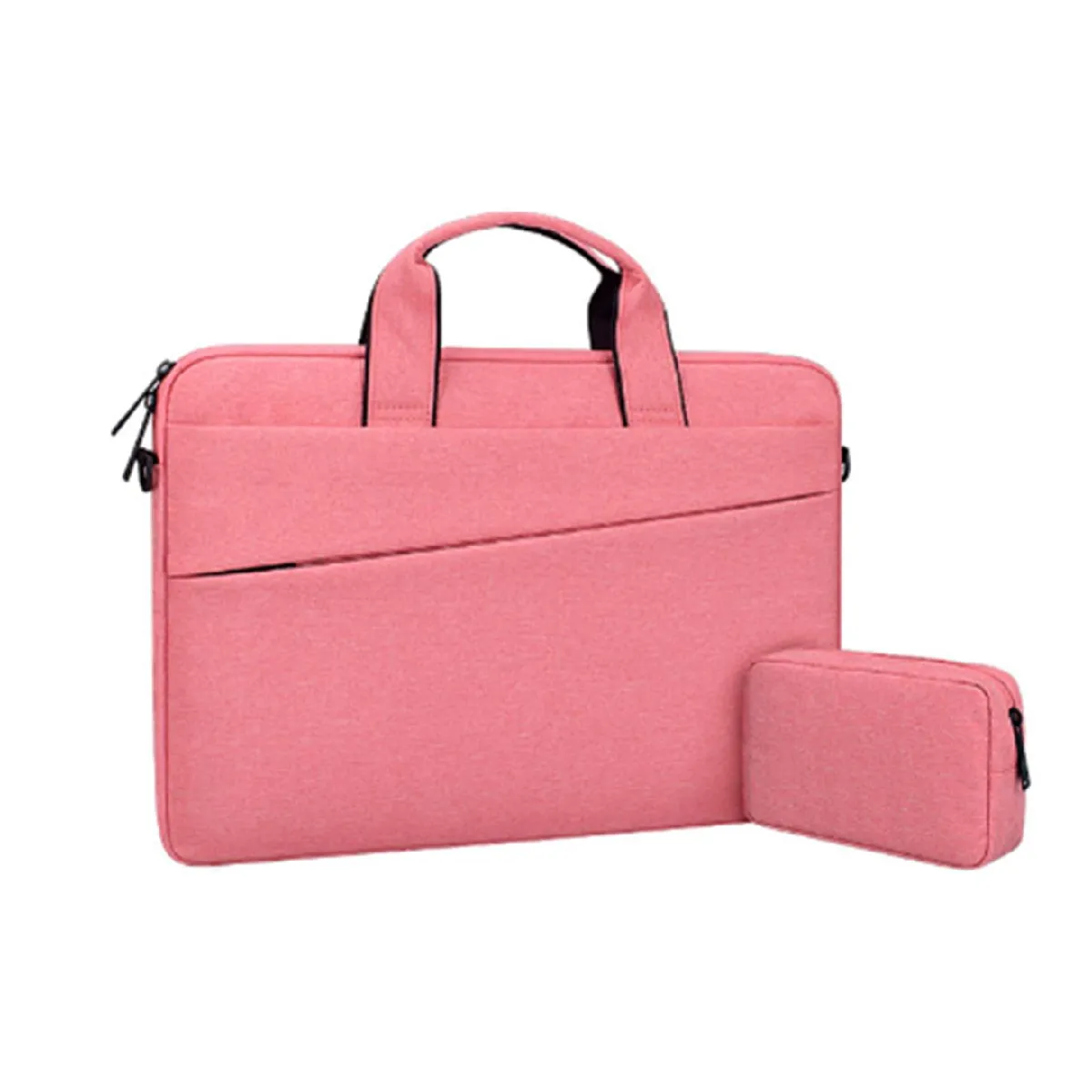 Sac pour ordinateur portable étanche et résistant 13,3 pouces, bandoulière avec petit sac - rose
