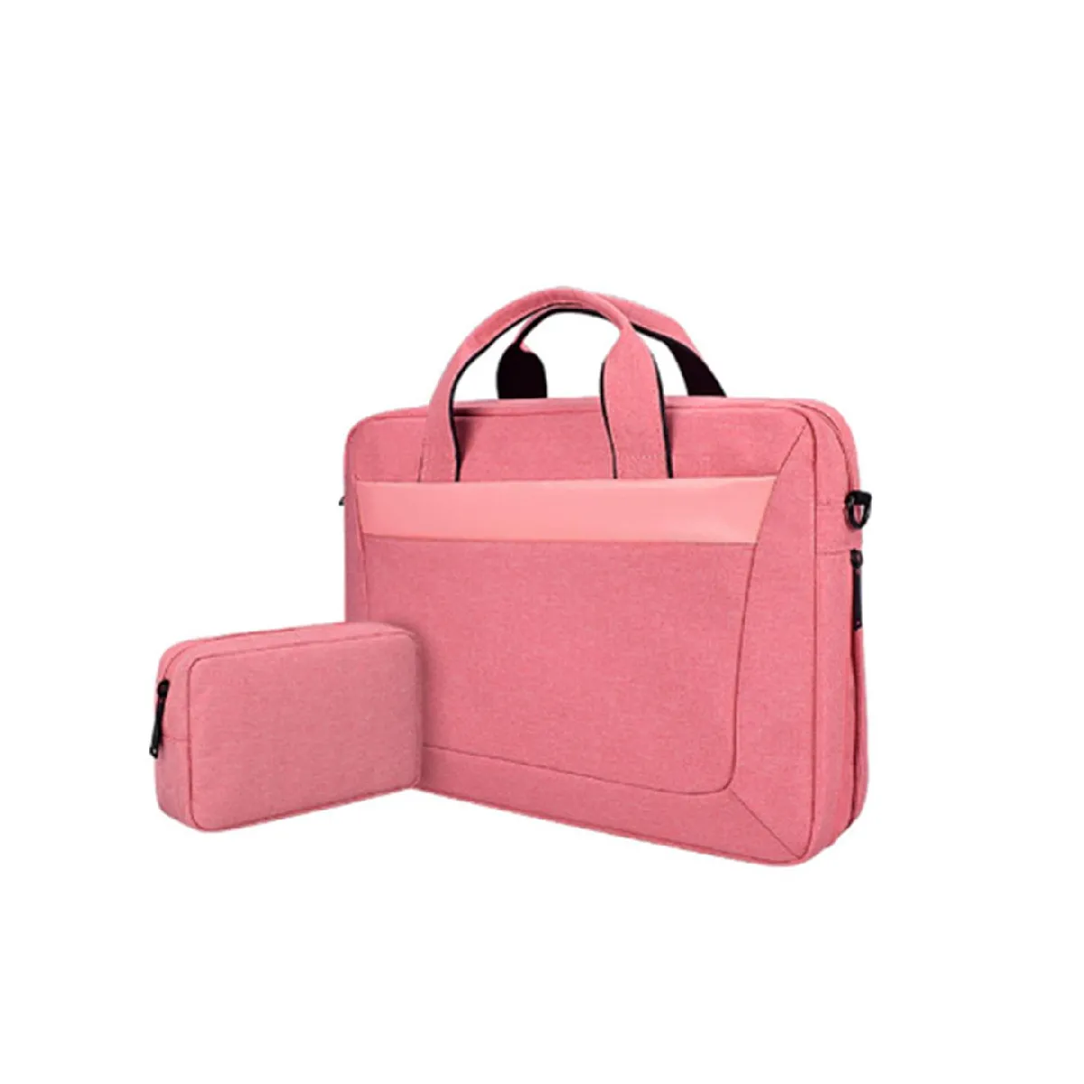 Sac pour ordinateur portable 13,3 pouces, étanche et résistant, sac à bandoulière avec petit sac - Rose