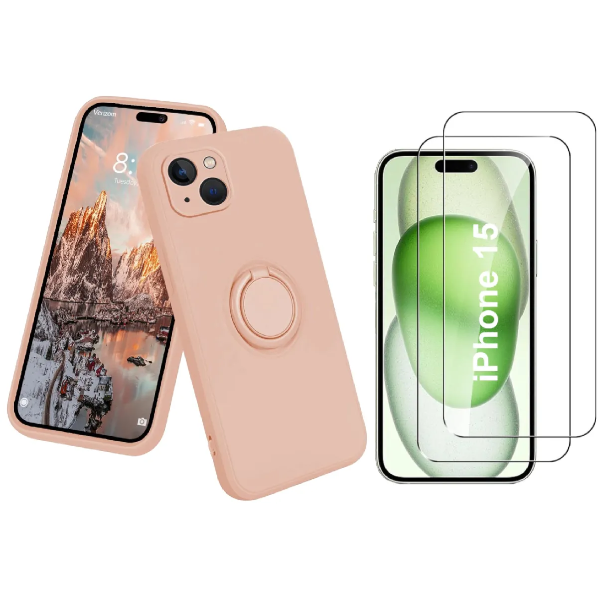 Little Boutik Rose Coque Avec Anneau Support Apple Iphone 15