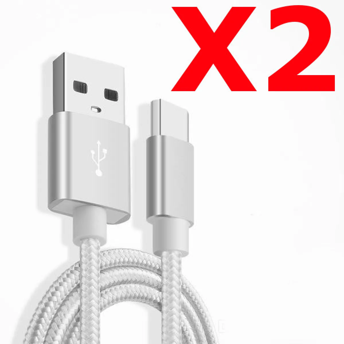 Little Boutik Argent Câble Usb-C Tressé X2 - 1 M