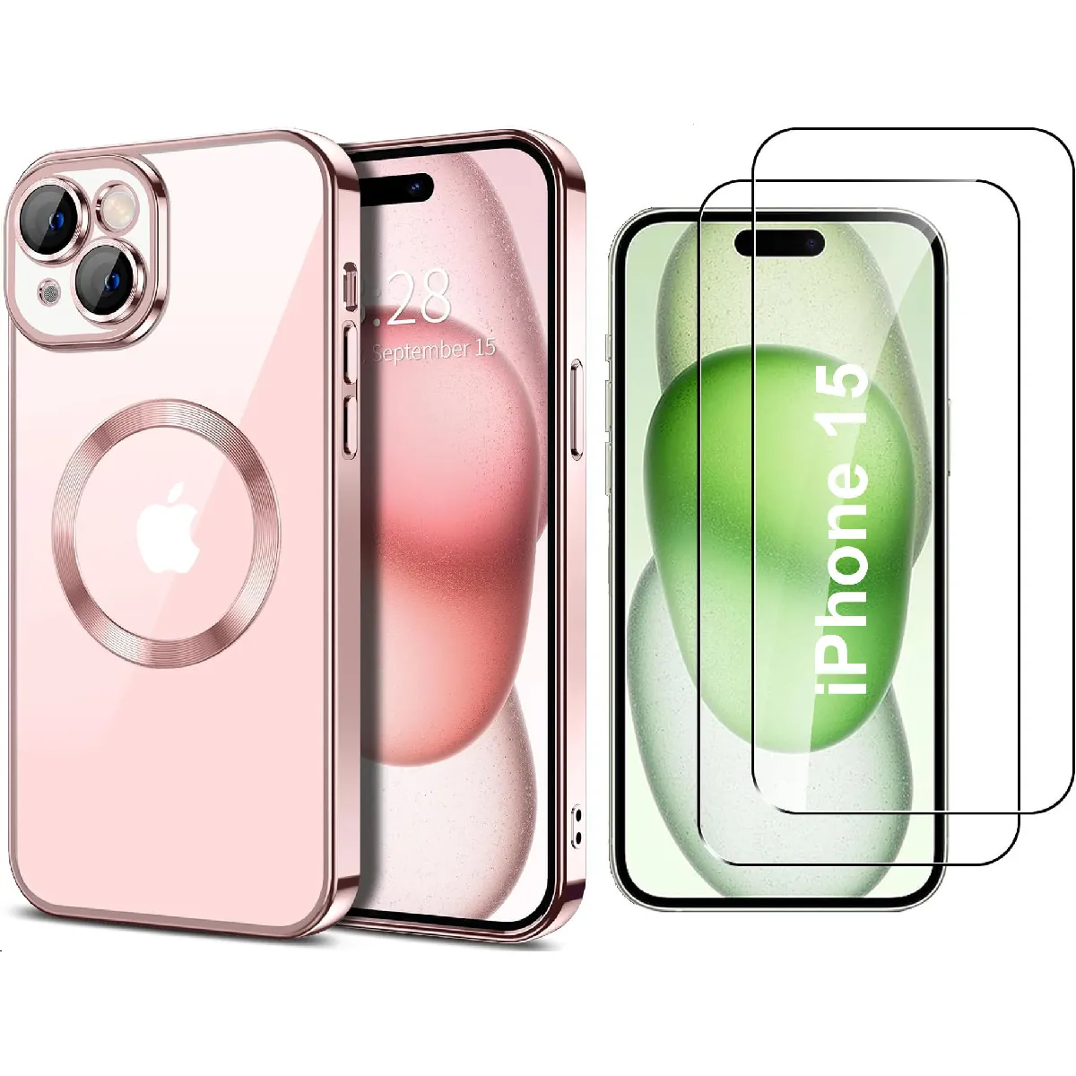 Little Boutik Rose Coque Silicone Compatible Magsafe Apple Iphone 15