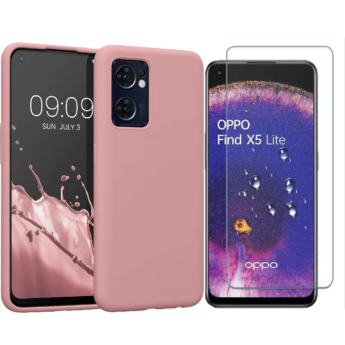 Little Boutik Rose Coque Avec Verre Trempé Oppo Find X5 Lite