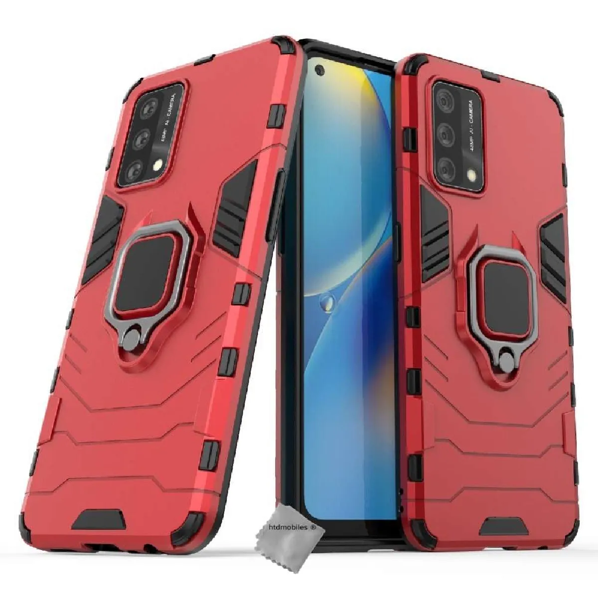 Htdmobiles Rouge Coque Rigide Anti Choc Pour Oppo A74 4G + Verre Trempe