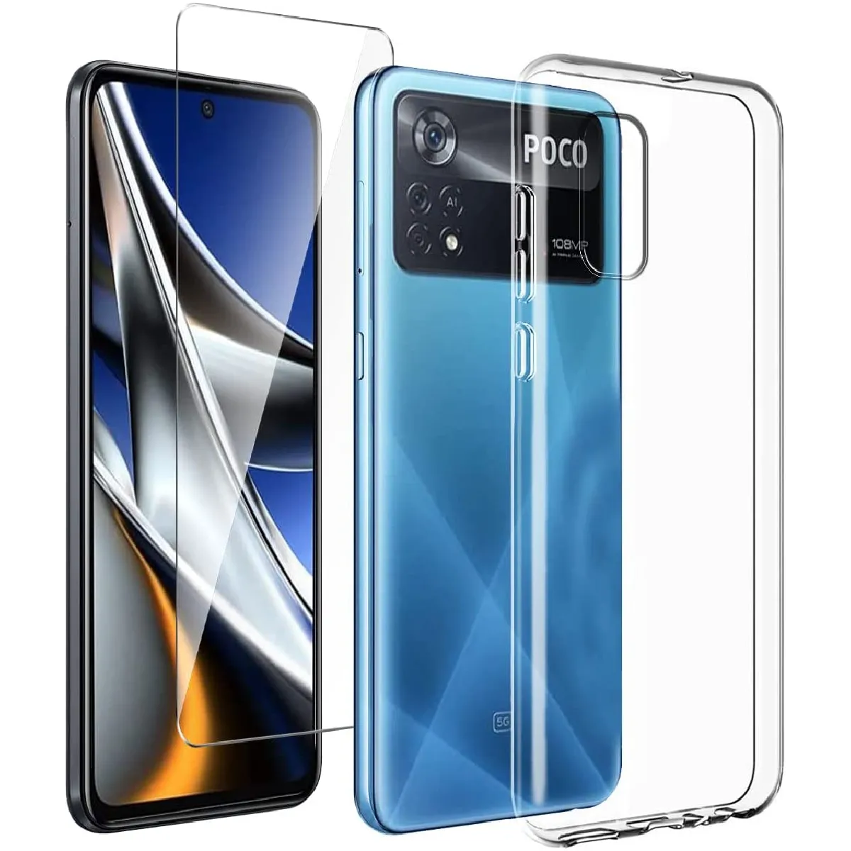 Little Boutik Coque En Silicone Avec Verre Trempé Xiaomi Poco X4 Pro 5G - Transparent