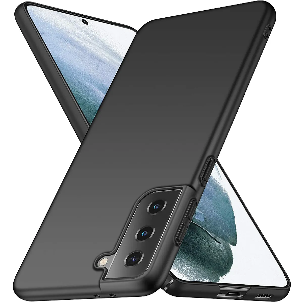 Little Boutik Coque Silicone TPU Noir + Verre Trempe Pour Samsung Galaxy S21 5G Little Boutik® Couleur :