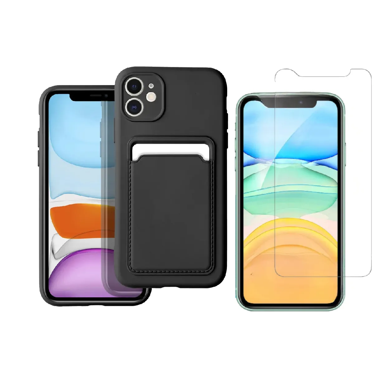 Little Boutik Noir Coque Silicone Avec Porte-Cartes Apple Iphone 11