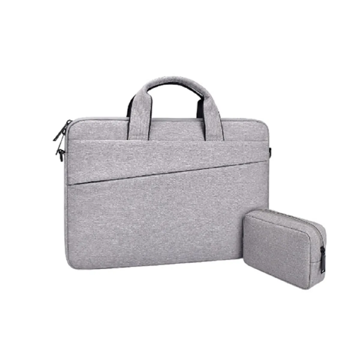 Sac pour ordinateur portable étanche et résistant 13,3 pouces, bandoulière avec petit sac - Gris