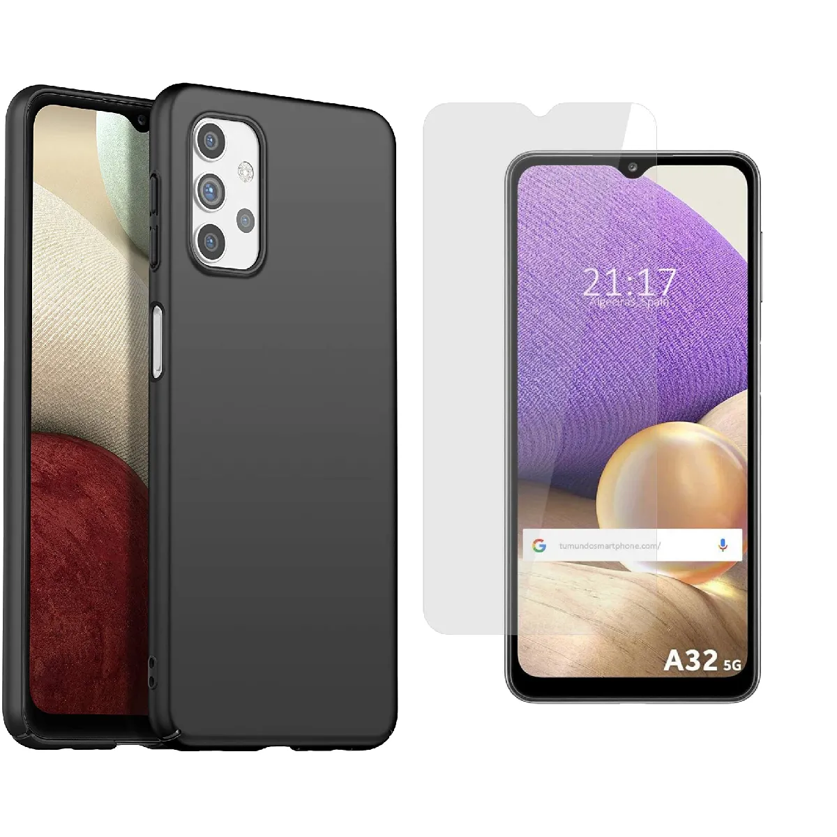 Little Boutik Coque Silicone TPU Couleur Noir + Verre Trempe Pour Samsung A32 5G Little Boutik® Couleur :