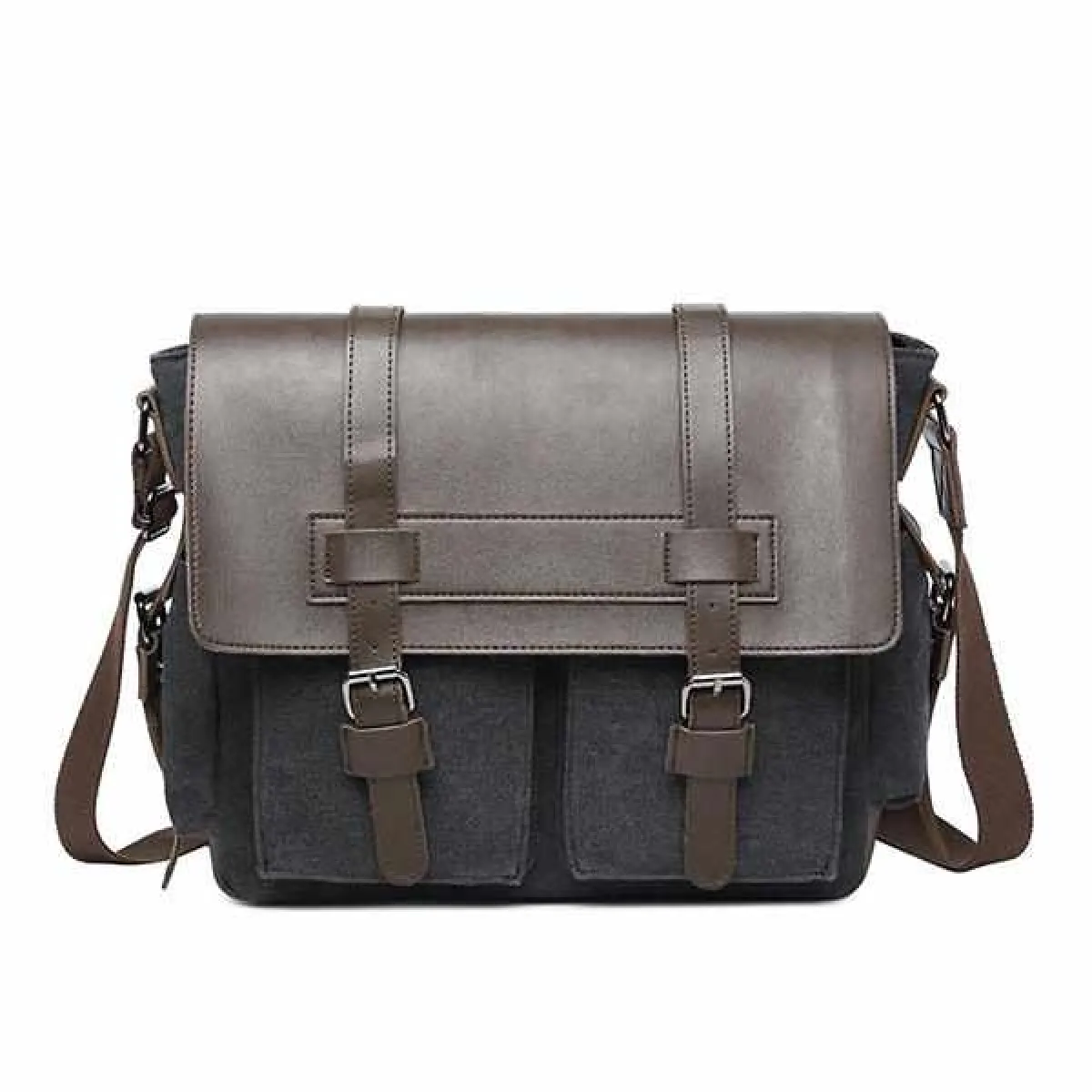 Sac à bandoulière en toile noire pour hommes, sac pour ordinateur portable