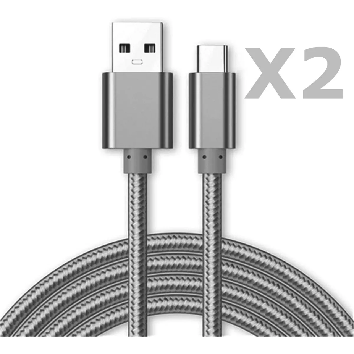 Little Boutik Câble Usb-C En Nylon Renforcé - 1 M - Lot De 2
