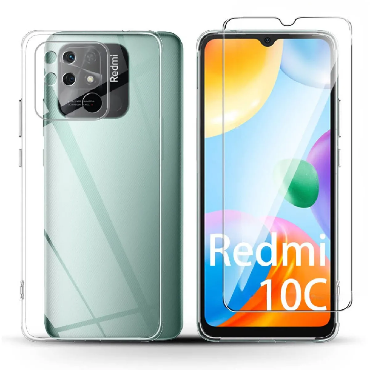 Little Boutik Coque Avec Verre Trempé Xiaomi Redmi 10C - Transparente