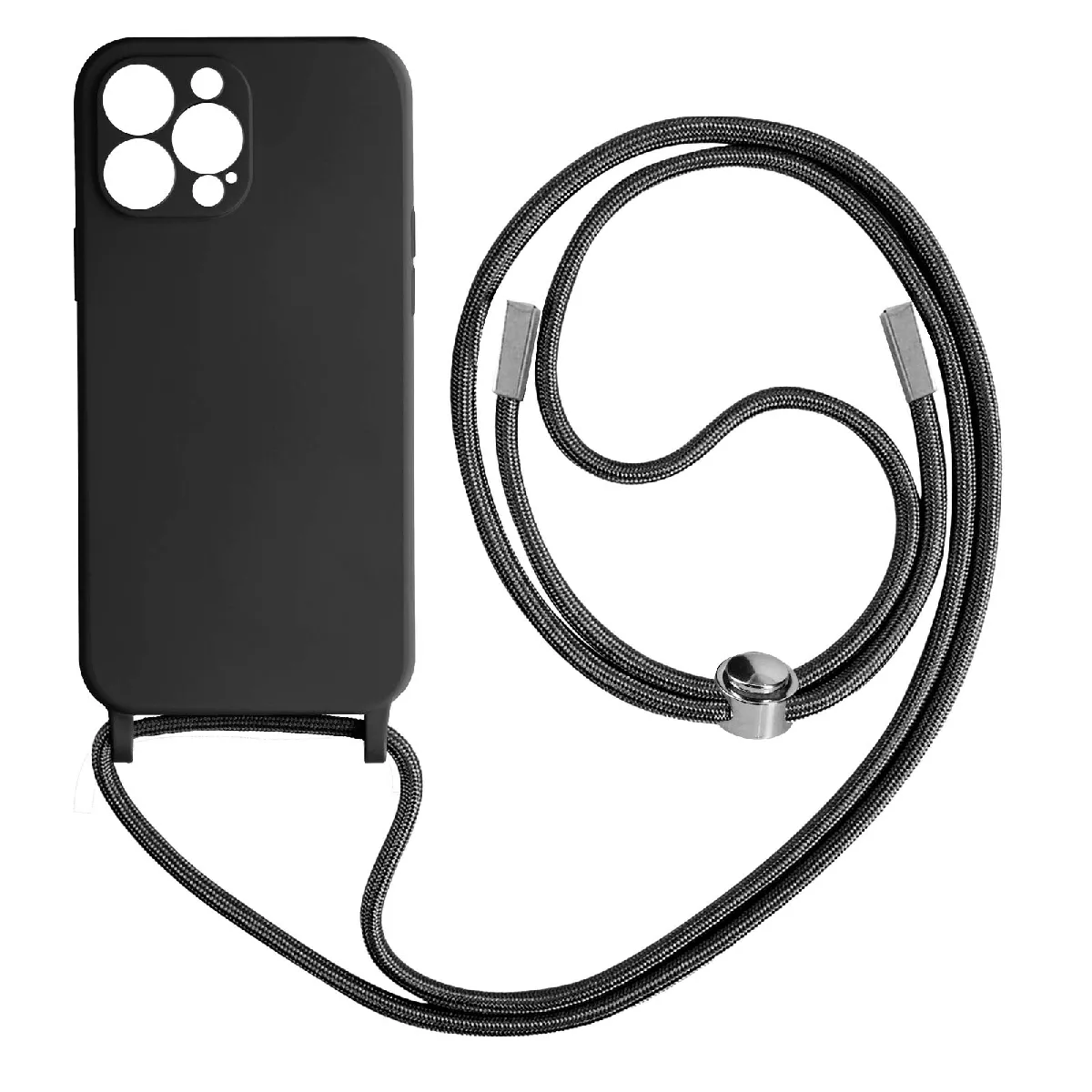 Avizar - Coque avec Cordon pour iPhone 13 Pro - Semi-rigide - Noir - Image 2