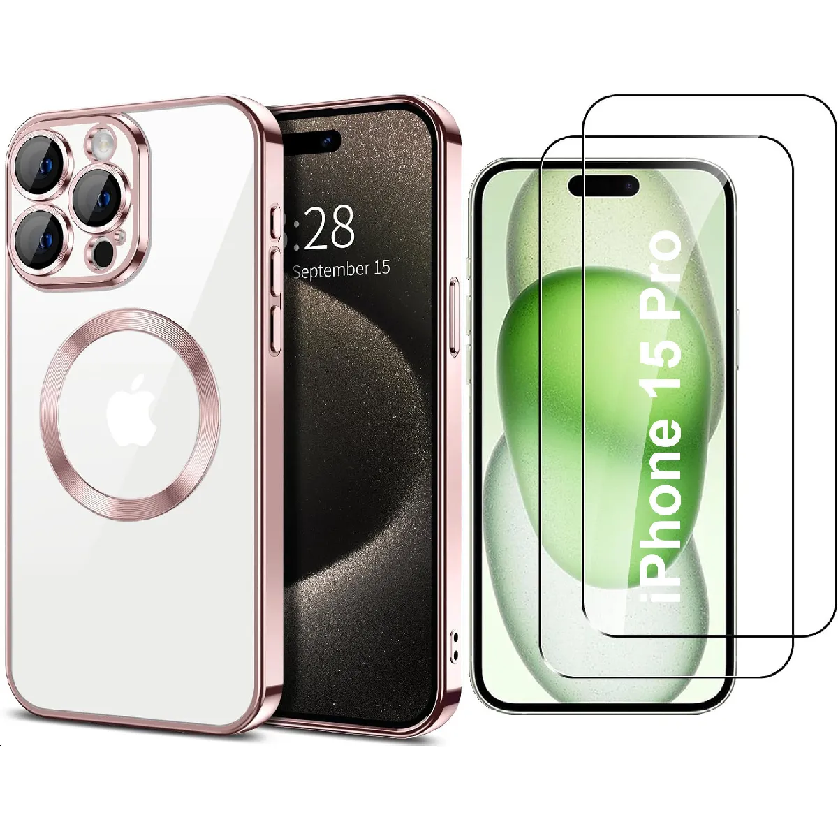 Little Boutik Rose Coque Compatible Magsafe Apple Iphone 15 Pro