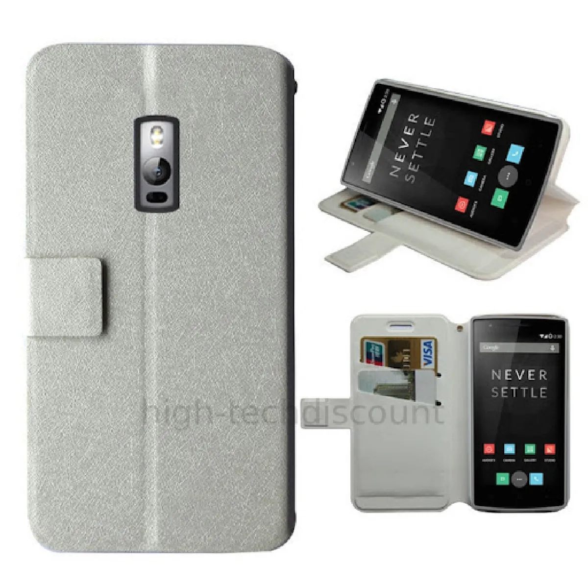 htdmobiles Housse etui coque pochette portefeuille pour OnePlus 2 + film ecran - BLANC