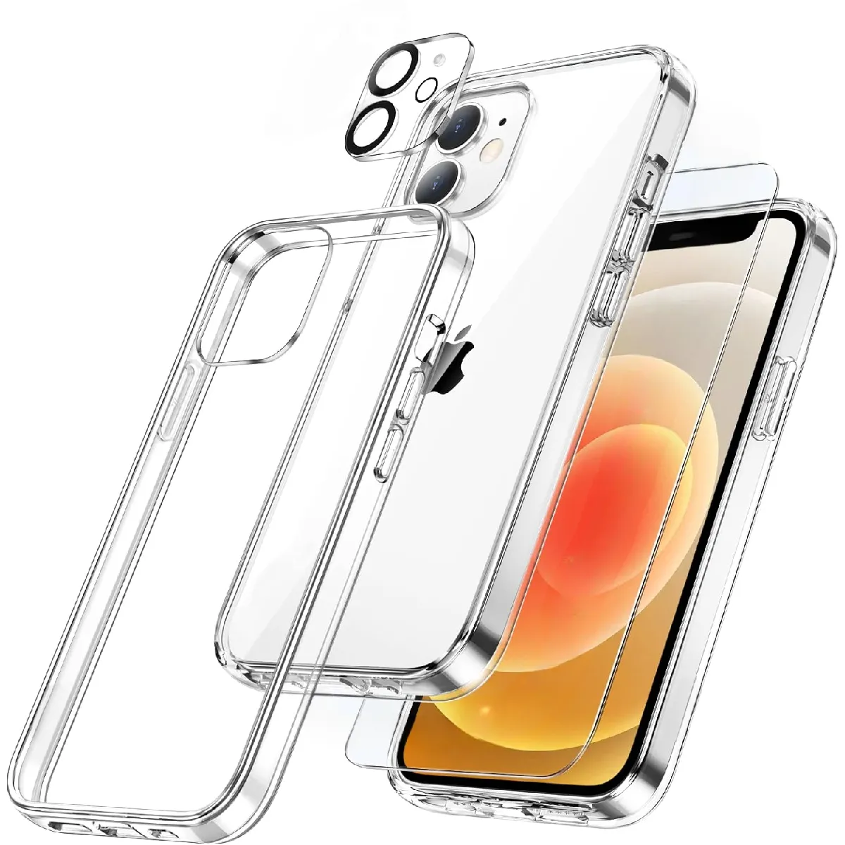 Little Boutik Coque Avec Verre Trempé Et Protection Caméra Apple Iphone 12 - Transparent