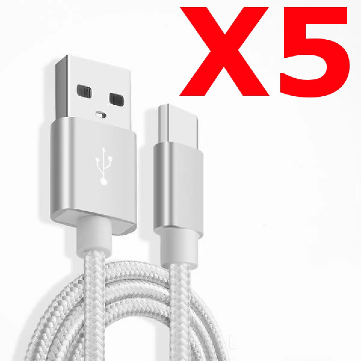 Autre X5 Câble Metal Nylon Renforcé Chargeur USB/Type C 1,5m Tréssé Couleur Argent Compatible Samsung LG Sony Wiko Blackberry Motorola Asus Huawei Honor Archos TEENO X5 Little Boutik®