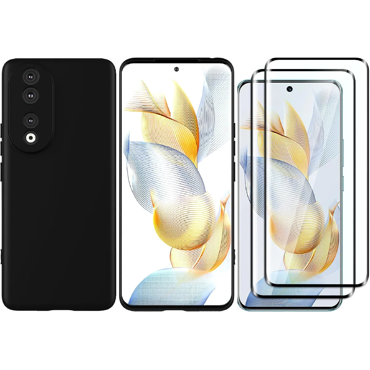 Little Boutik Noir Coque Silicone Avec 2 Verres Trempés Pour Honor 90
