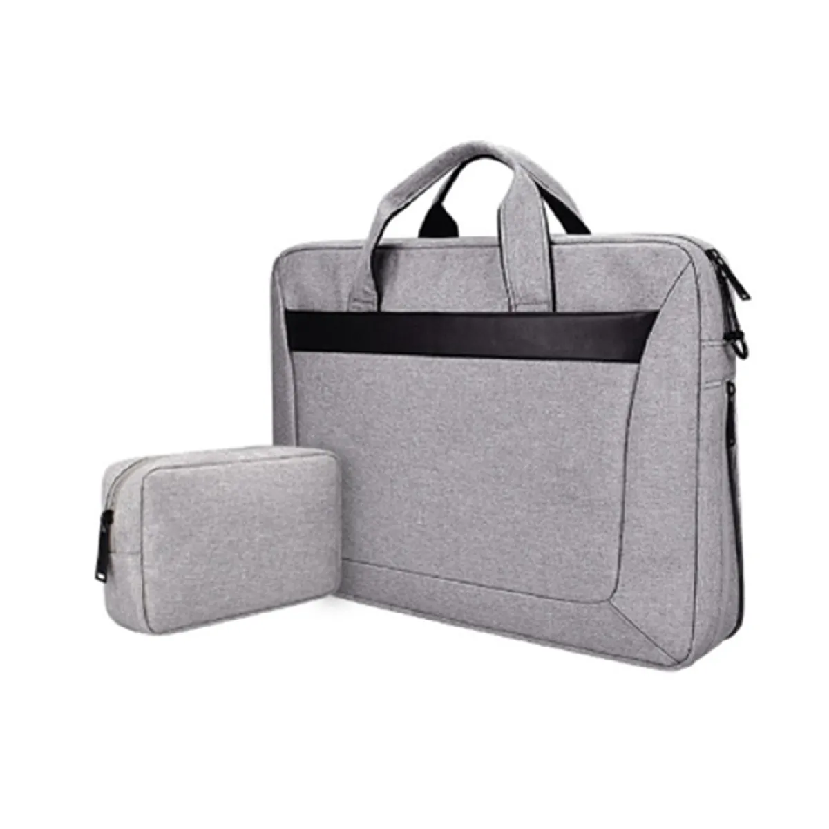 Sac pour ordinateur portable 13,3 pouces, étanche et résistant, sac à bandoulière avec petit sac - Gris