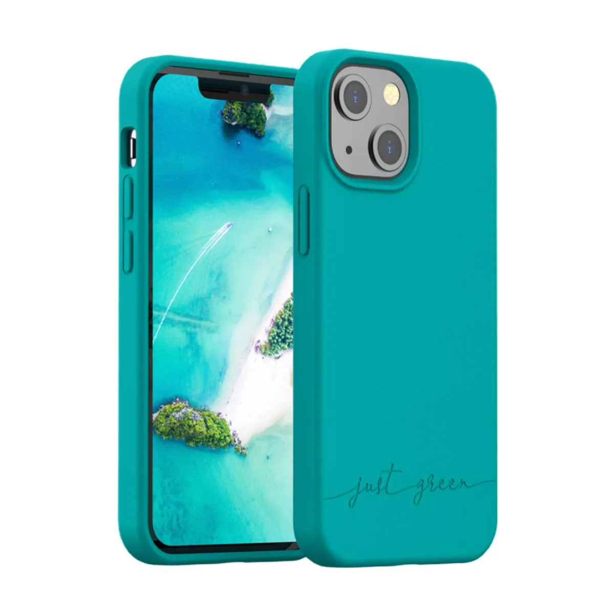 Just Green Bleu Coque De Protection Pour Iphone 13 Mini Natura Recyclable