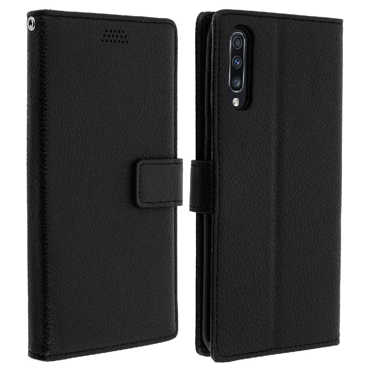 Avizar - Housse Samsung Galaxy A70 - Étui Protection - Support - Porte-carte - Noir - Image 2