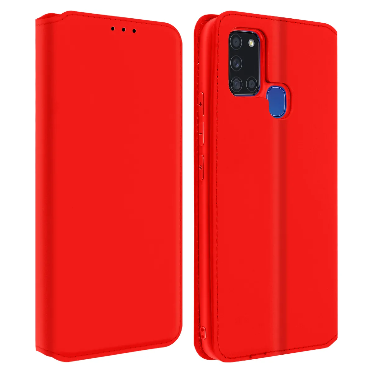Avizar - Housse Samsung Galaxy A21s - Étui Folio Portefeuille - Fonction Support - Rouge - Image 2