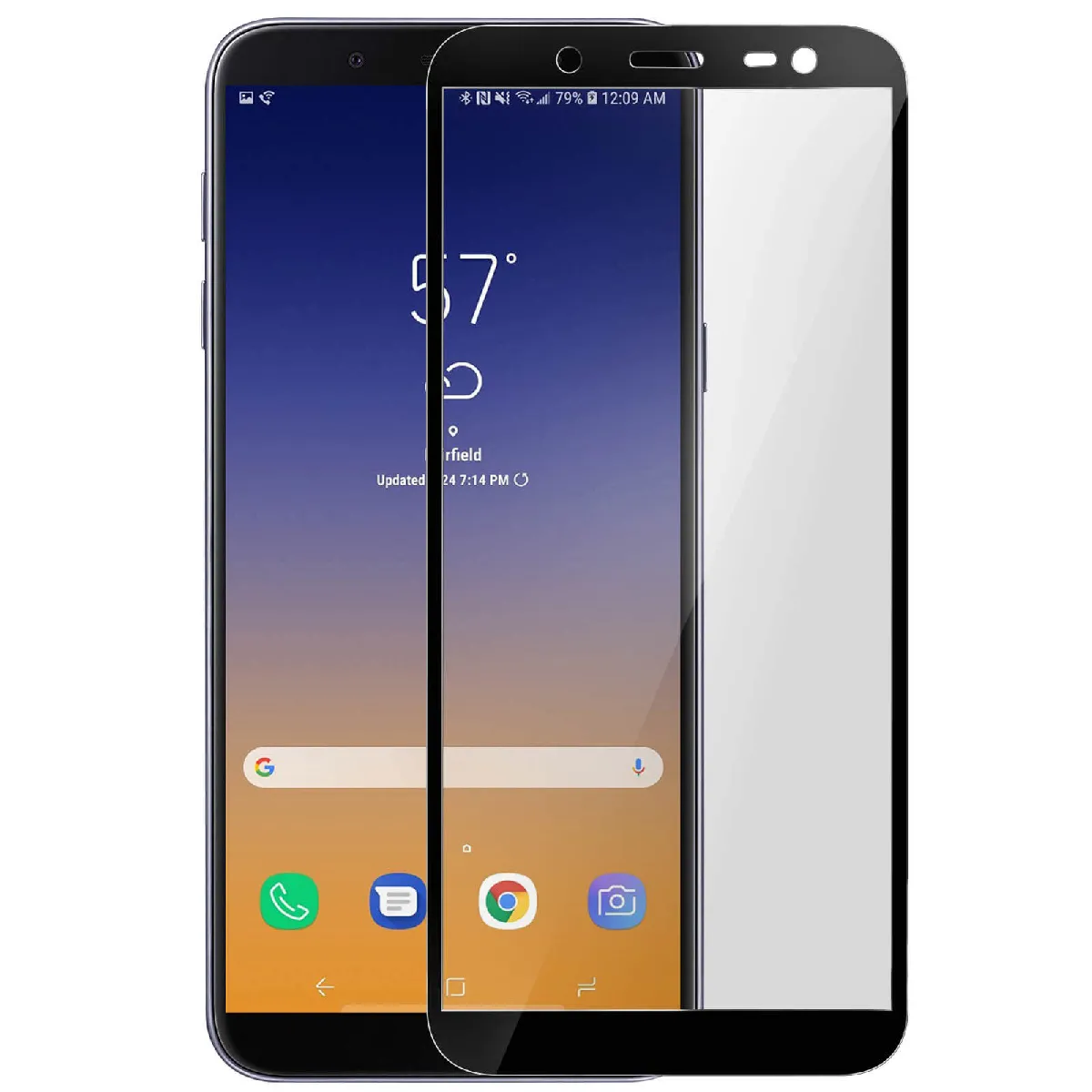 Avizar Noir Film Écran Samsung Galaxy J6 Verre Trempé 9H Biseauté