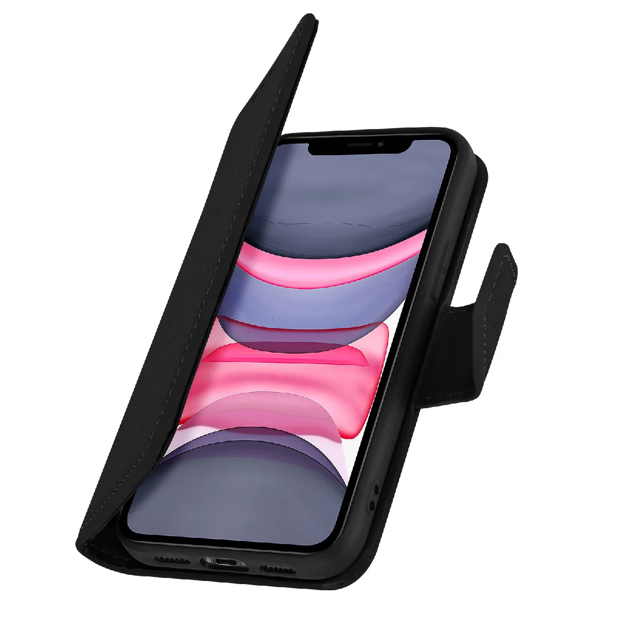 Avizar - Étui Portefeuille iPhone 11 - Cuir - Noir - Image 3