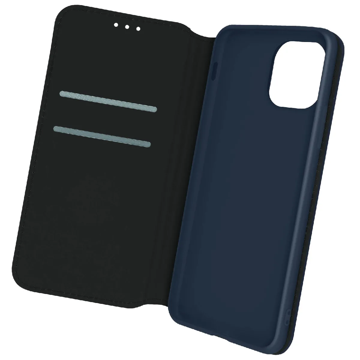 Avizar Bleu Housse Folio Pour Iphone 12 Et 12 Pro Portefeuille Fonction Support Vidéo