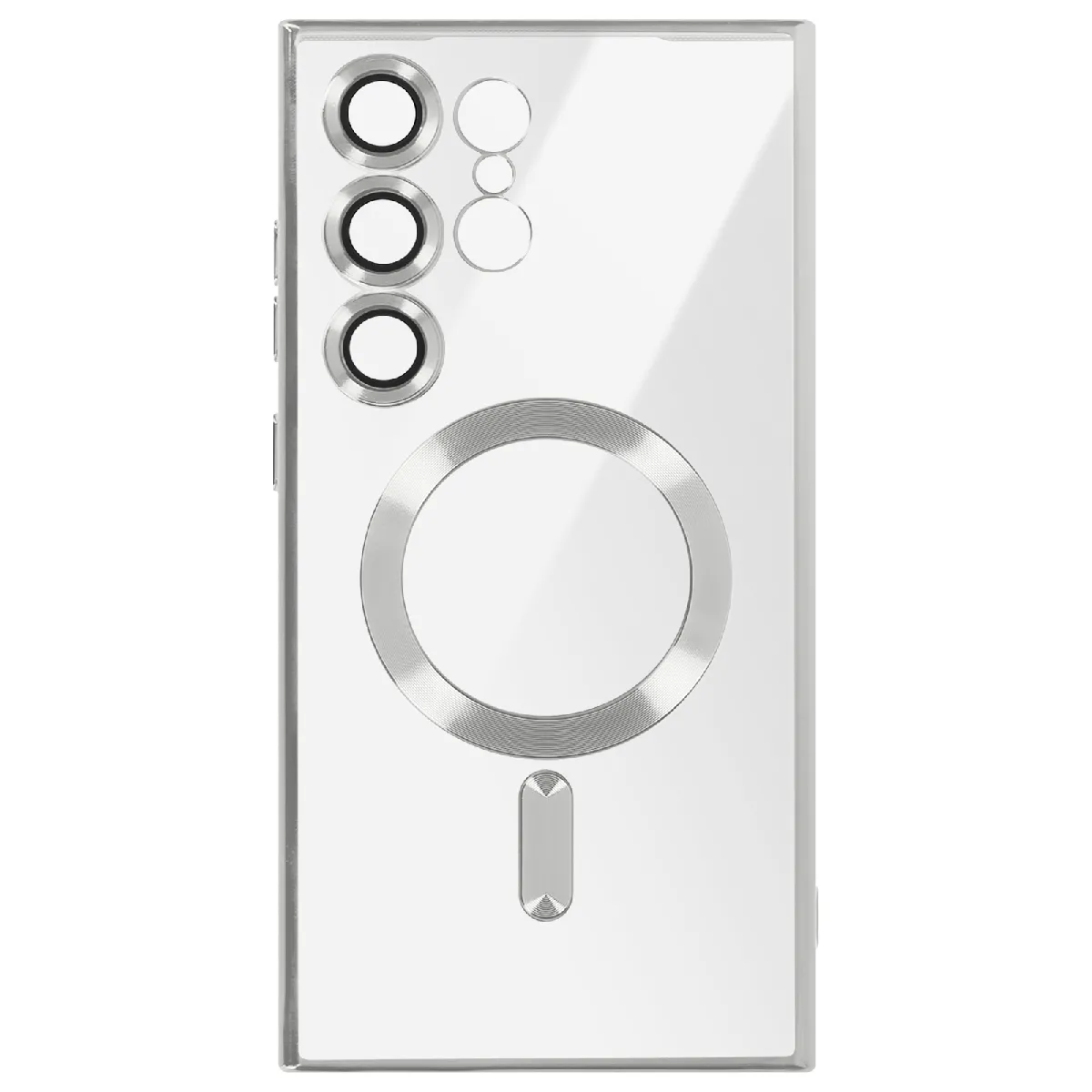 Avizar - Coque MagSafe pour Samsung S24 Ultra - Silicone - Argent - Image 2