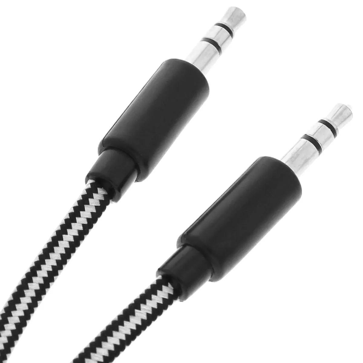 Avizar Noir Câble Audio Auxiliaire Double Jack Mâle / Mâle 3.5Mm Longueur 1M