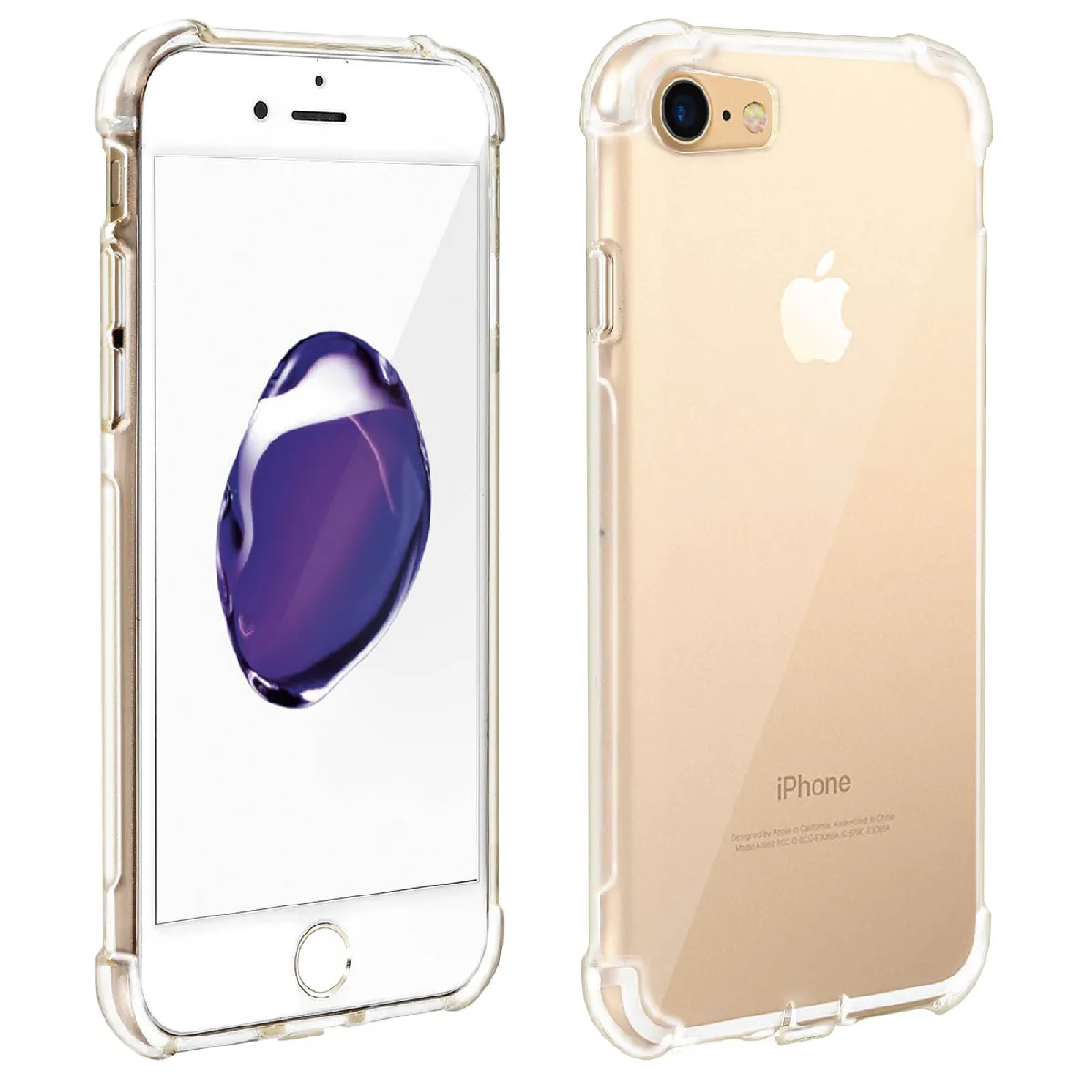 Akashi Coque Pour Iphone Se 2022 / 2020 Et 8 / 7 Flexible Renforcés Transparent