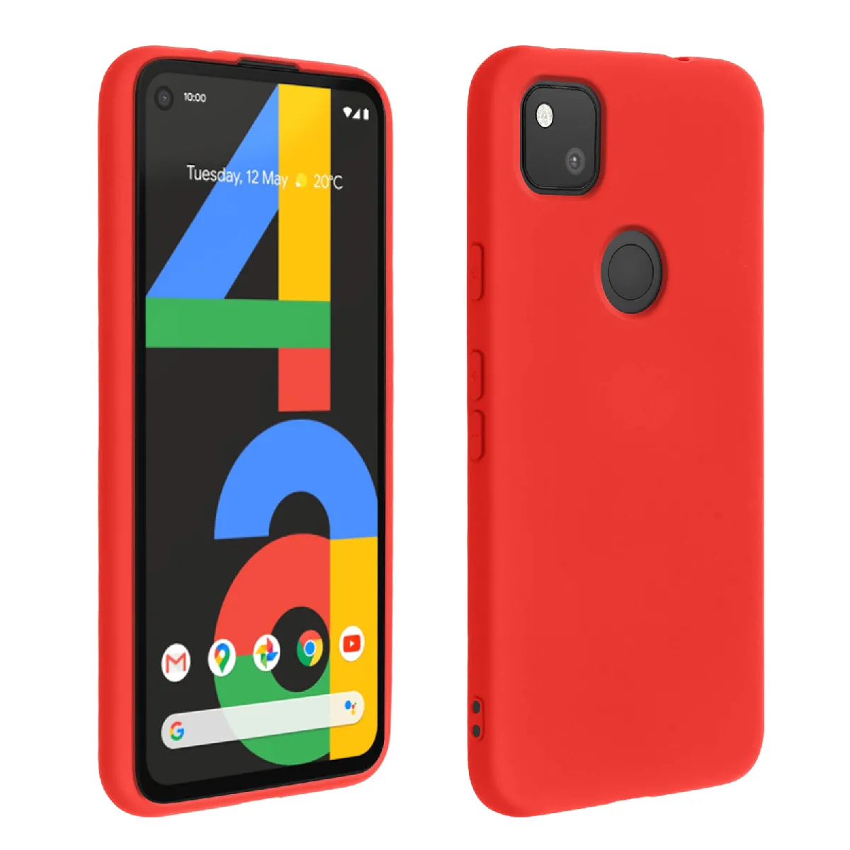 Avizar - Coque pour Google Pixel 4A - Protection Semi-Rigide - Rouge - Image 2