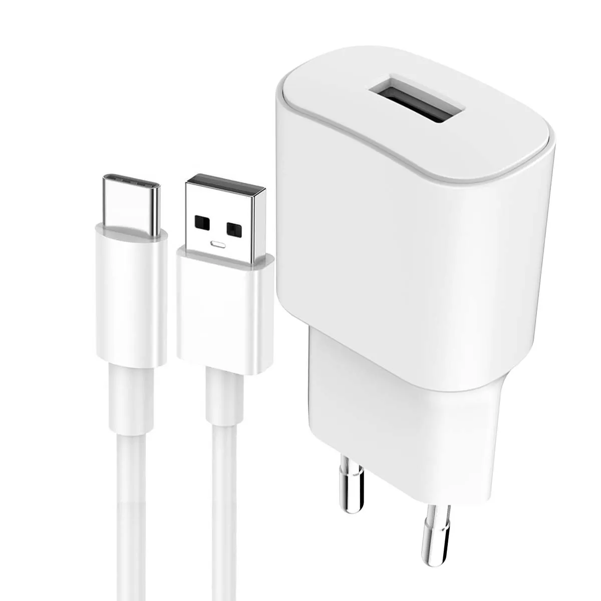 Wow Blanc Chargeur Secteur Usb A 2.4A Fastcharge + Câble Usb A/Usb C