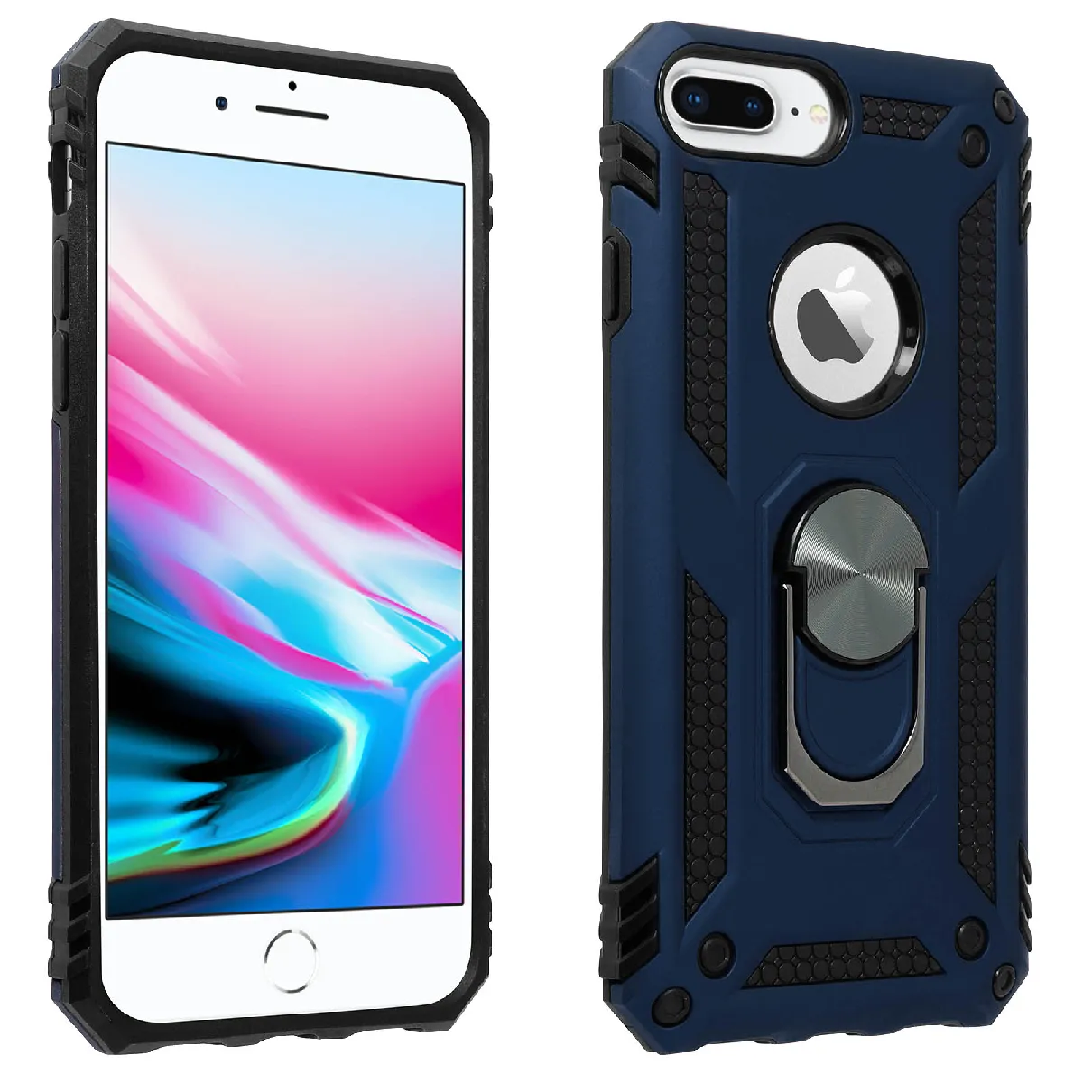 Avizar Bleu Coque Pour Iphone 6 Plus Et 6S Plus Et 7 Plus Et 8 Plus Bague Support Nuit