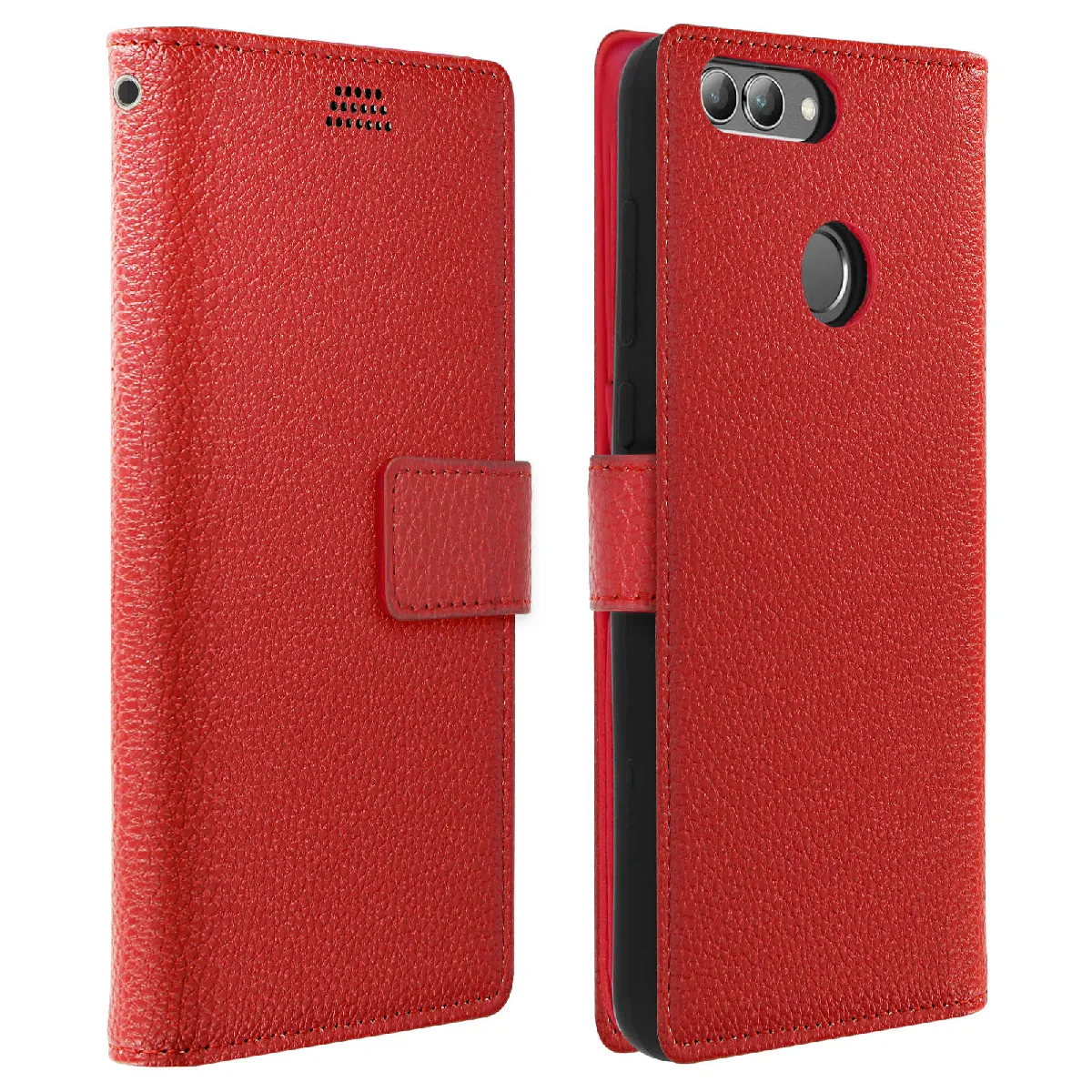 Avizar Rouge Housse Pour Huawei P Smart Étui Pour Huawei Portefeuille Coque Silicone Support Vidéo